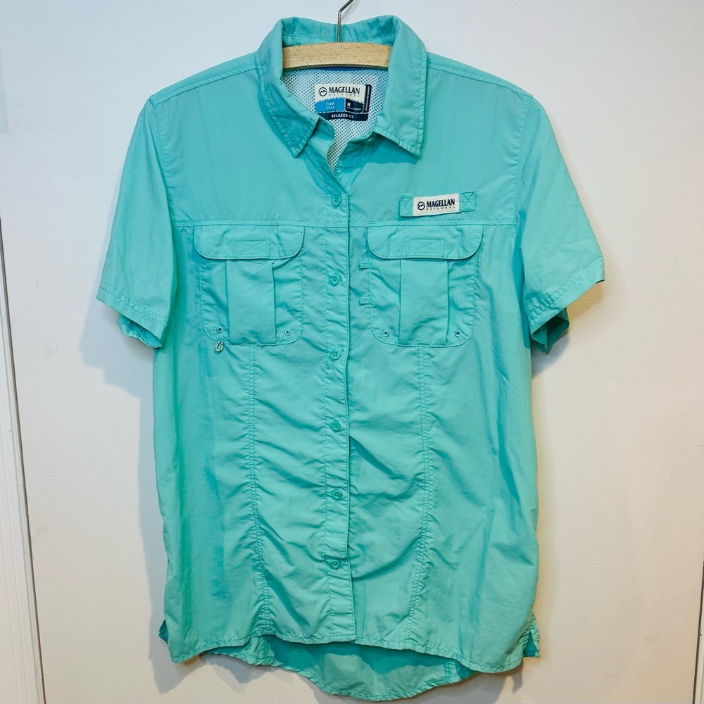 Magellan Outdoors Aqua Button Down Shirt